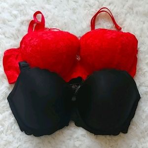 2 VS Dream Angels Lined Demi Bras 36DD